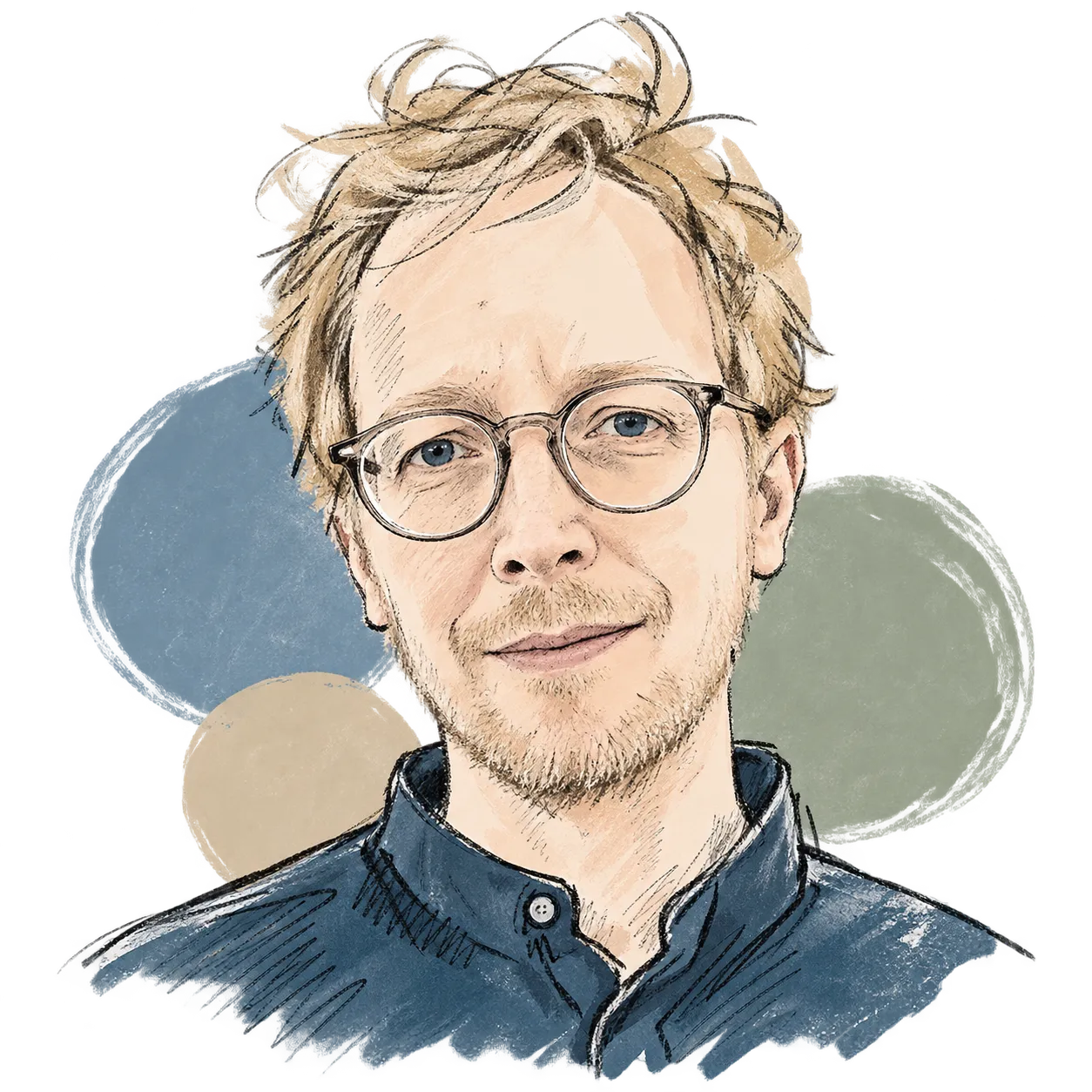 Stilisiertes Porträt von Moritz Hörstrup mit Brille.